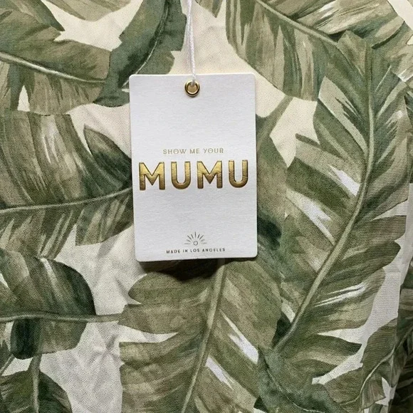 Show Me Your Mumu Marlow Top Blouse Shirt Palm Leaf Print White Green New  XS - Picture 12 of 13